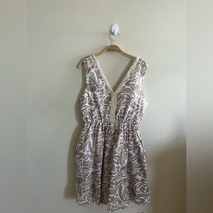 Saiph Cotton Dress Pockets Sleeveless Gold‎ Trim Large Spring Summer Italy Light